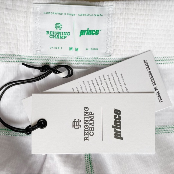 PRINCE VS REIGNING CHAMP WHITE GREEN DRAWSTRING SHORTS - Picture 8 of 10